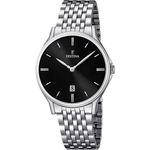 Festina Quartz Date 50M WR Black Dial Stainless Case & Bracelet