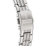 Festina Swiss Quarts Date 100M WR Yellow Accents Stainless Steel Case and Bracelet