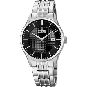 Festina Swiss Quartz Date 100M WR Black Dial Stainless Steel Case & Bracelet