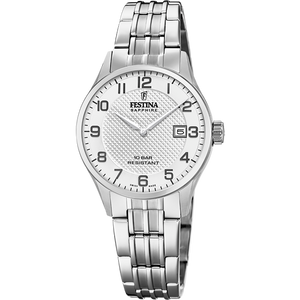 Festina Swiss Quartz Numbers, Date 100M WR Stainless Steel Case and Bracelet