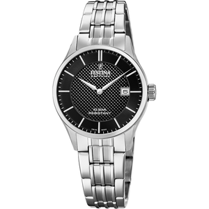 Festina Swiss Quartz Date 100M WR Black Dial Stainless Steel Case & Bracelet