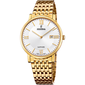 Festina Swiss Quartz Date 50M WR Stainless Steel/Yellow Gold Plate Case & Bracelelt