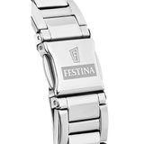 Festina Quartz Chrono 100M WR Mother of Pearl Dial Diamond at 12 Stainless Steel Case & Bracelet