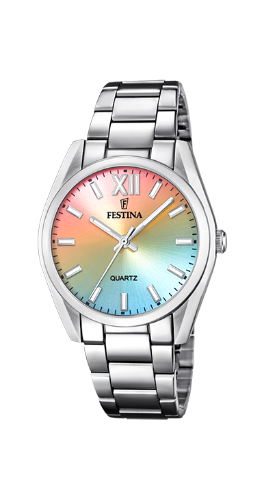 Festina Quartz 50M WR Rainbow Dial Stainless Steel Case & Bracelet