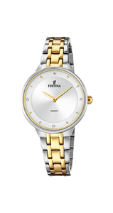 Festina Quartz 50M WR Crystal Markers Stainless Steel/Yellow Gold Plate Case & Bracelelt