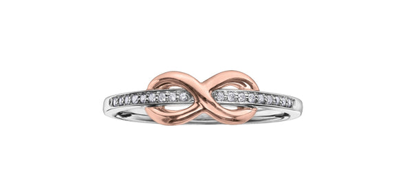 10K White/Rose Gold Infinity Ring with Diamonds