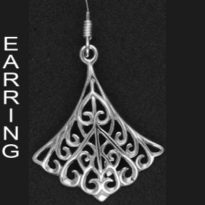 Sterling Silver FIlligree Fan Drop Earrings