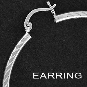 Sterling Silver Large Diamond Cut Hoops