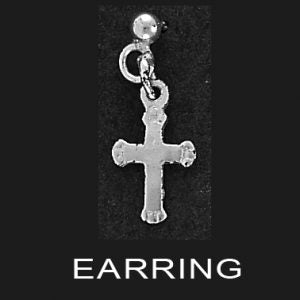 Sterling Silver Small Cross Dangle Ear Stud