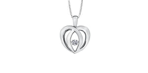 Sterling Silver "Pulse" Open Heart Diamond Pendant with 18" Boxlink Chain