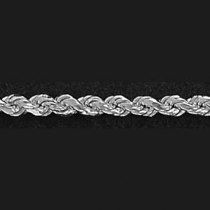 Sterling Silver 20" Solid Diamond Cut 2.5mm Rope Chain