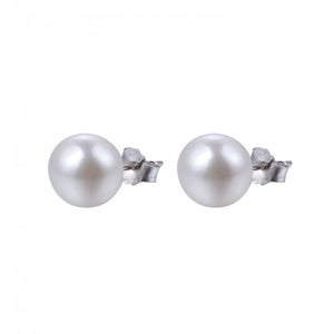 14K White Gold 8.5-9MM White Freshwater Pearl Studs