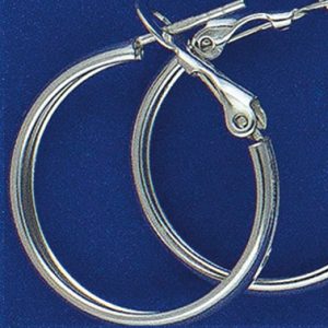 Sterling Silver 25MM Plain Hollow Hoops with Omega Backs