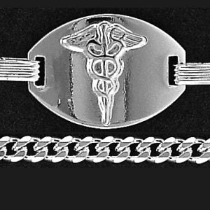 Sterling Silver Medical Bracelet with Curb Chain 7 1/4