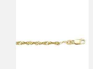 10K Yellow Gold 9 .5" Singapore Anklet