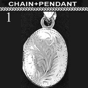 Sterling Silver Engraved Oval Locket with 18" Chain