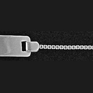 Sterling Silver Rectangular I.D. Bracelet with Box Link Chain 6"-7"
