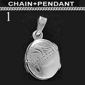 Sterling Silver Small Oval Engraved Locket with 18