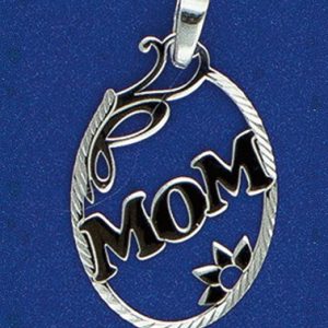 Sterling Silver Oval "Mom" Pendant