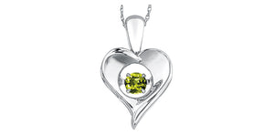 Sterling Silver Heart "Pulse" Pendant with Peridot & Chain