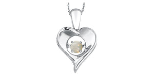 Sterling Silver "Pulse" Heart Pendant with Opal & 18" Boxlink Chain