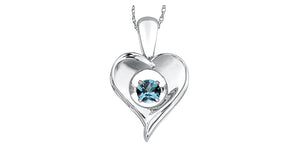 Sterling Silver Heart "Pulse" Pendant with Blue Topaz and Chain