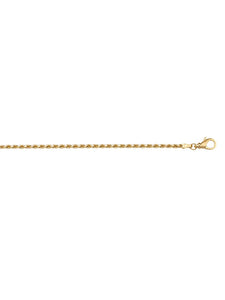 10K Yellow Gold 9.5"/2mm Diamond Cut Solid Rope Anklet