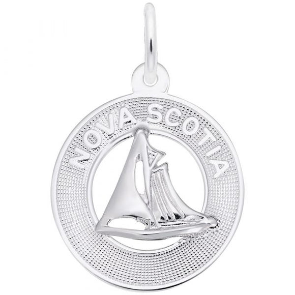 Sterling Silver Nova Scotia Disc with Sailboat