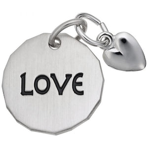 Sterling Silver "Love" Round Disc with Heart Tag