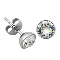 Steelx Stainless Steel Round 6mm Crystal Stud Earrings