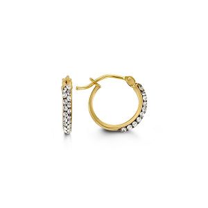 10K Yellow Gold Small Hoops with Crystals