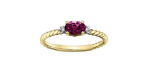 10K Yellow Gold Pink Topaz with 2 Diamonds Ring