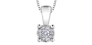 Forever Jewellery 10K White Gold Starburst Diamond Pendant with 17" Chain