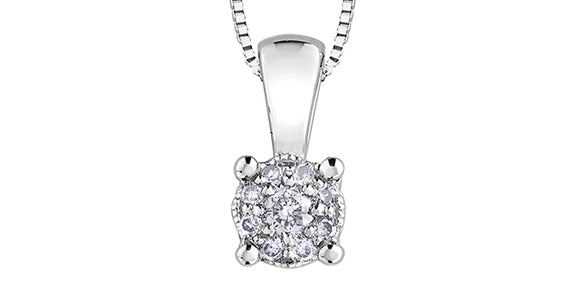Forever Jewellery 10K White Gold Starburst Diamond Pendant with 17