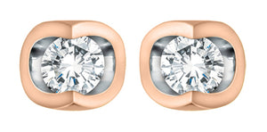 Forever Jewellery 10K Rose/White Gold Diamond Tension Set Stud Earrings