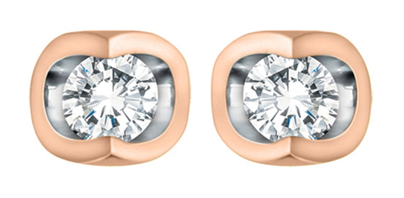 Forever Jewellery 10K Rose/White Gold Diamond Tension Set Stud Earrings
