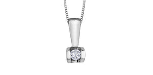 Forever Jewellery 10K White Gold Tension Set Diamond Pendant with 17" Chain