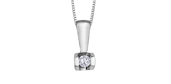 Forever Jewellery 10K White Gold Tension Set Diamond Pendant with 17