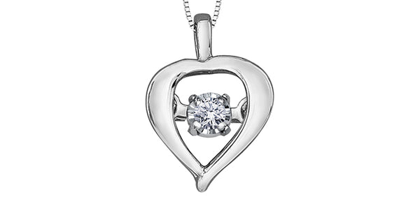 10K White Gold Diamond Tempo Heart Pendant with 17