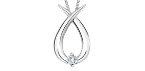 Forever Jewellery 10K White Gold Teardrop Pendant with Diamond & 17" Chain