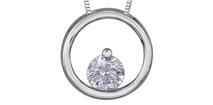 Forever Jewellery 10K White Gold Diamond Circle Pendant with 17" Chain