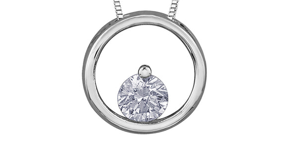 Forever Jewellery 10K White Gold Diamond Circle Pendant with 17