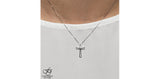 10K White Gold Diamond Cross Pendant with 17-18"  Chain