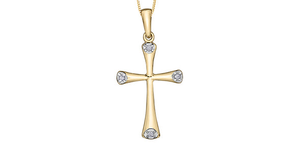 10K Yellow Gold Cross with Diamonds and 17-18