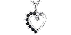 Forever Jewellery 10K White Gold Blue Sapphire with Diamonds and 17" Chain