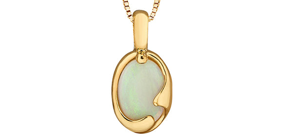 Forever Jewellery 10K Yellow Gold with Oval Opal Pendant & 17
