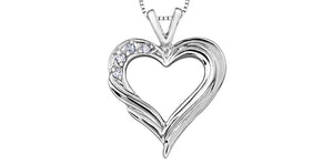Forever Jewellery 10K White Gold Diamond Heart Pendant with 17" Chain