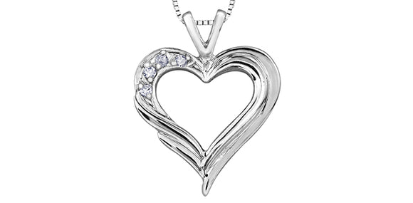 Forever Jewellery 10K White Gold Diamond Heart Pendant with 17
