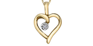 10k Yellow Gold Diamond Heart Pendant with 17" Chain
