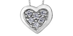 Forever Jewellery 10K White Gold Pavee Diamonds Heart Pendant & 17" Chain